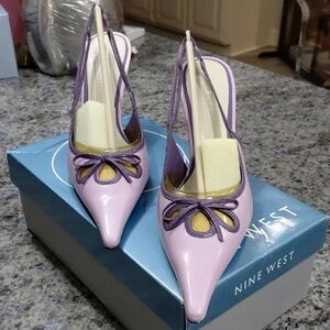 Nine West Purple and Gold Slingback Heels